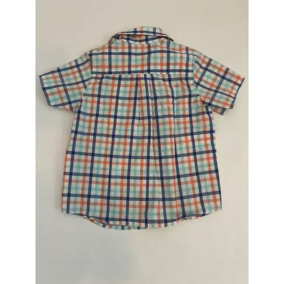 E-LAND AMERICAN CLASSIC BOYS SHORT SLEEVE COLLARED BUTTON DOWN PLAID SHIRT SZ 4 - Picture 2 of 7